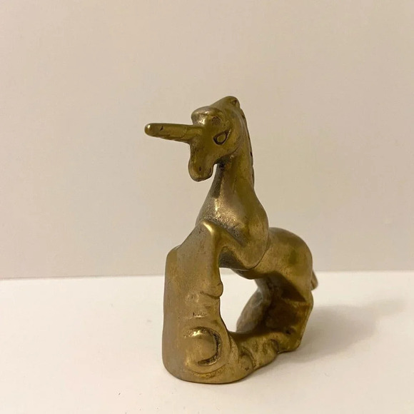 Vintage Brass Unicorn Collectible Figurine  2.5 Inch Size Figure Mystical - Picture 4 of 15